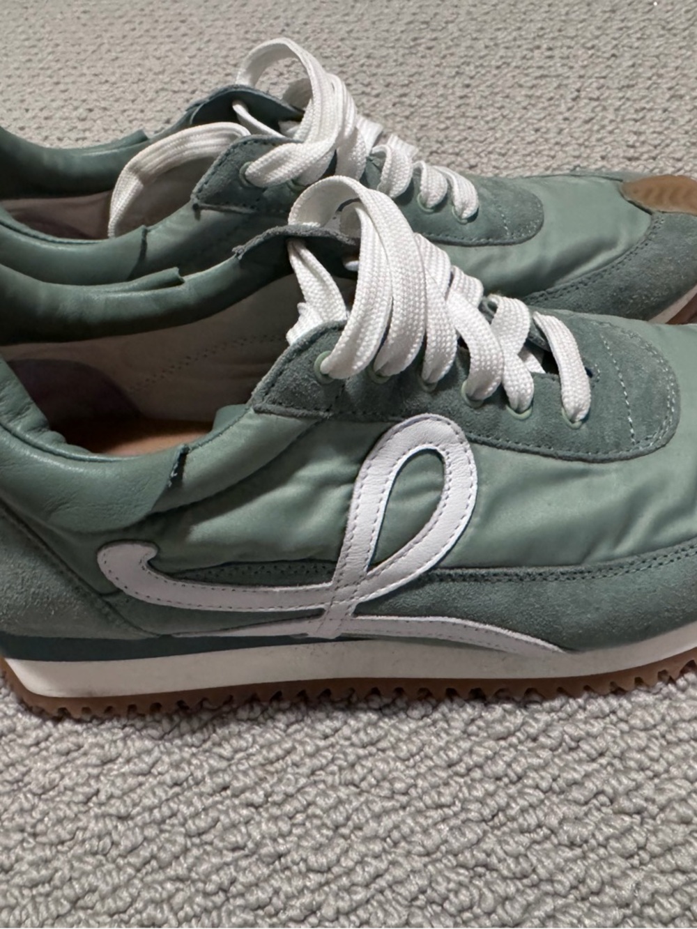 Loewe Green and White Sneakers